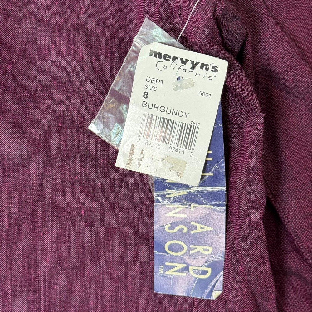 Hilliard Hanson Women's Linen Blazer Size 8 Burgundy Jacket New 80s Style - Picture 4 of 9